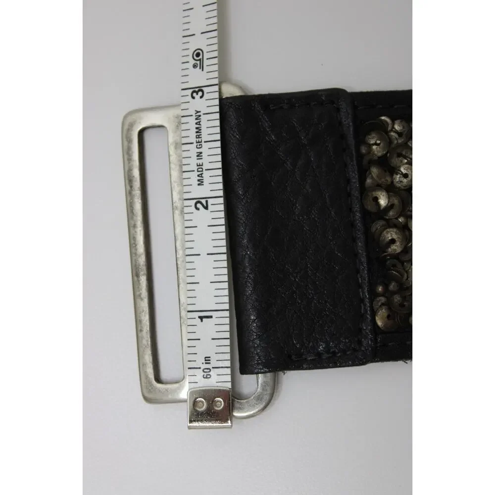 Vintage 80s Streets Ahead Size M Women's Belt Black Leather & Stretch Sequin